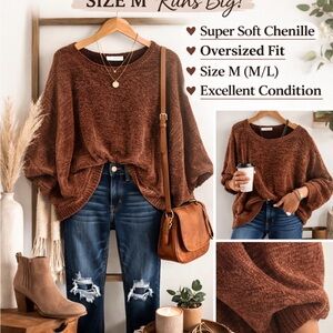 Altar'd State Rich Brown Off-the-Shoulder Sweater